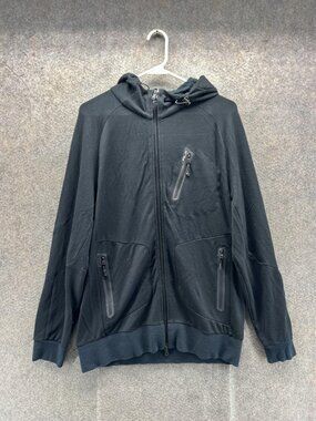 RLX Ralph Lauren Hoodie Mens Large Black Full Zip Knit Sweatshirt Zip Pockets